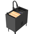 Cabinet Stainless Steel Sink with Storage,Commercial Kitchen Sink with Pull-Out Faucet,Bathroom Sink with Black Faucet and Storage Shelves,for Kitchen,Restaurant,Outdoor,Laundry