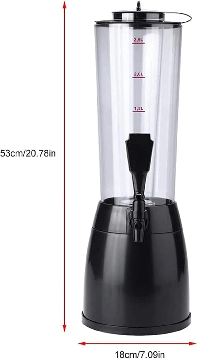 Drink Dispenser 2.5l Beverage Dispenser with Detachable Ice Tube Drink Dispenser with Faucet Buffet Drink Machine Picnic Bar Water Dispenser Beautiful Practical Beer (Silver)