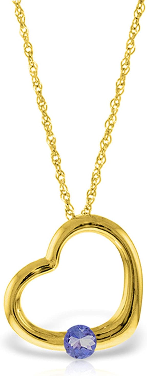 Galaxy Gold GG 14K Gold Open Heart with Genuine Tanzanite Pendant Necklace