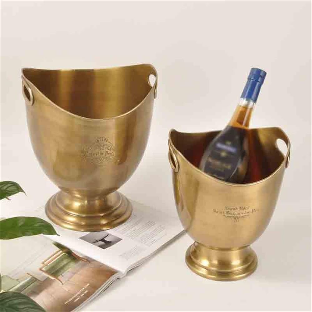 Keep Ice Frozen Longer Copper Ice Bucket Wine Chilling Basin Classical Bar Set Decorative Objects Ornament Large Pellet for parties(Small)