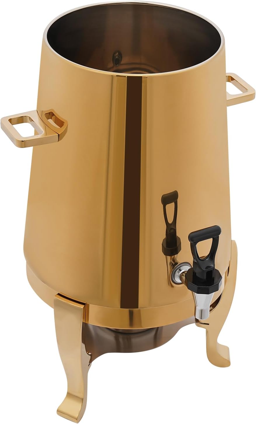 3.4 Gallon/13l Beverage Dispenser For Coffee Tea Hot Water,Coffee Urn With Fuel Holder,Hot Drink Dispenser With Stand,Coffee Dispenser With Fuel Holder And Practical Faucet For Hotels,Banquets(Gold)