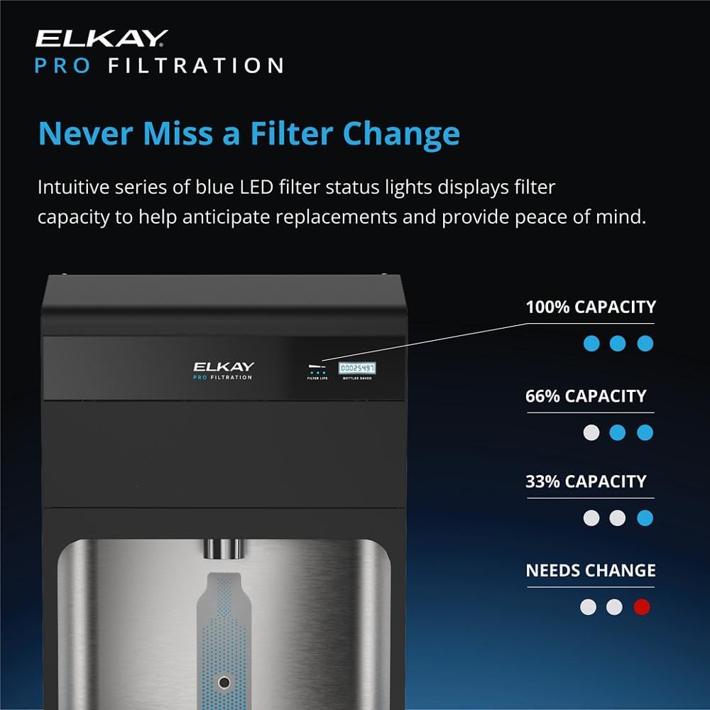 Elkay Pro Filtration LZS8WSBPRO Bottle Filling Station & Single ADA Cooler Refrigerated Black