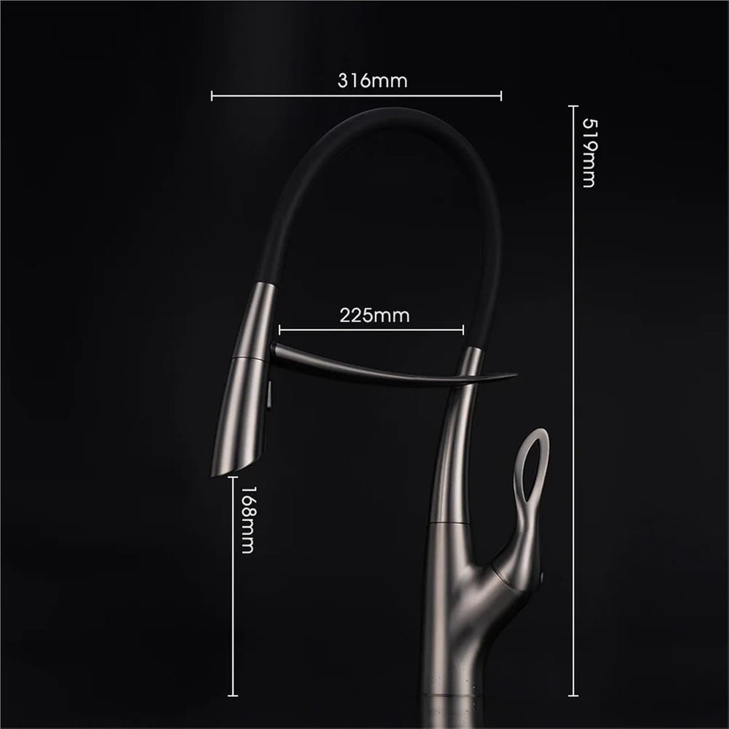 Kitchen Silicone Magnetic Suction Faucet Single Hole Single Handle Cold and Hot Double Control Basin Faucet(Gray)