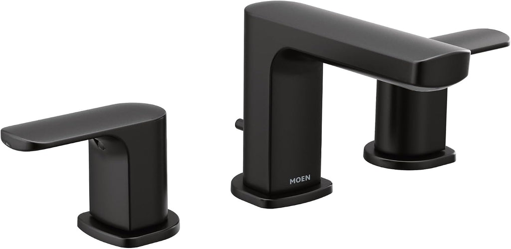 Moen Rizon Matte Black Two-Handle Widespread Bathroom Faucet, Valve Included, TV6920BL