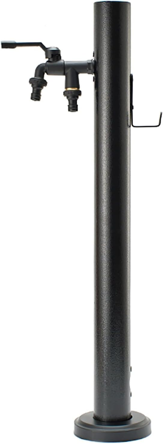 Garden Water Column Outdoor Post Faucet Freestanding with Hose Stand Water Dispenser Hydrant with Double Outlet Water Pipe Seat for Washing and Watering