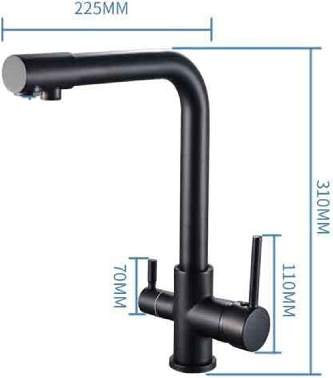 3 Way Kitchen Tap Brass, Three Way Water Filter Taps Kitchen Sink Kitchen Mixer Taps 1 Hole Swivel spout Hot Cold Water Chrome，Gold