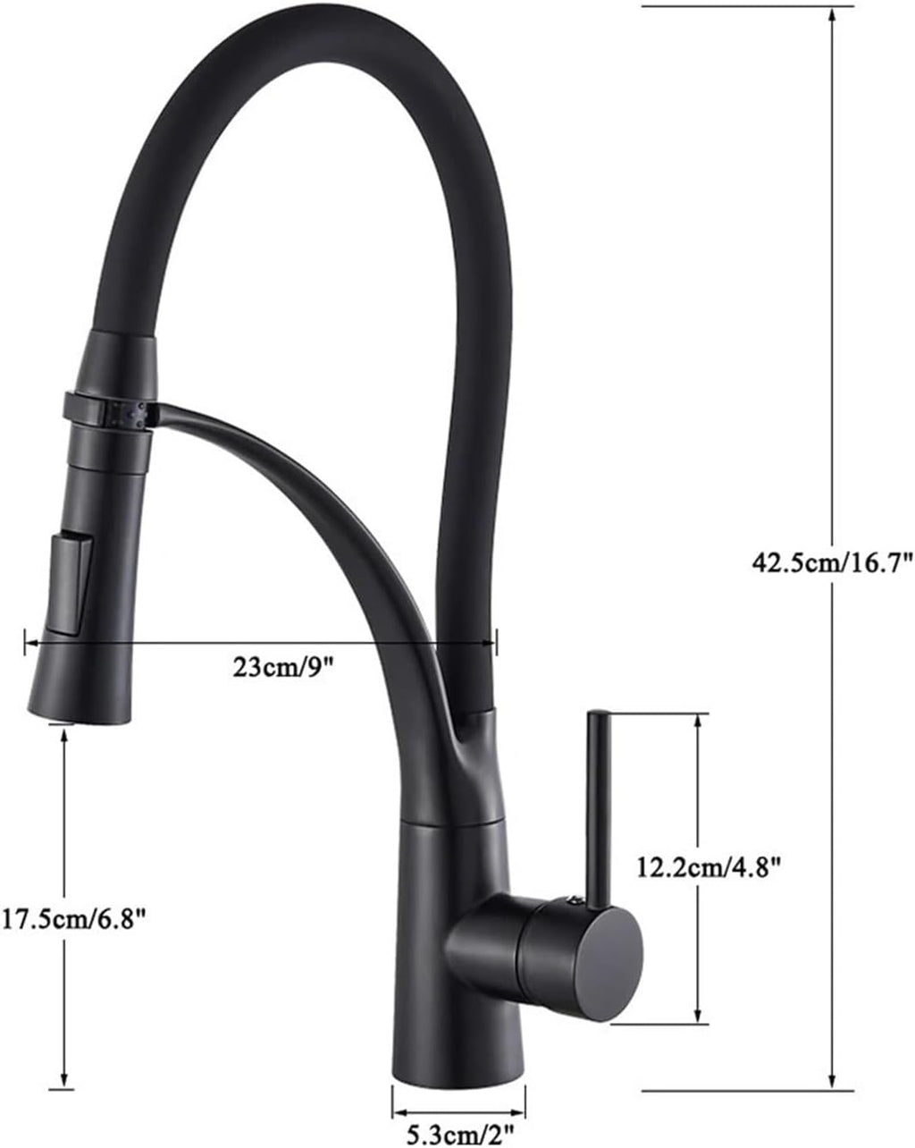 Pull Down Kitchen Faucet with Black Hose Deck Mounted Hot and Cold Water Mixer Sink Tap Swivel Kitchen Tap(Matte Black)