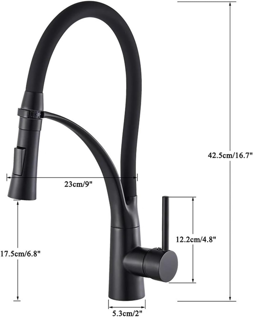 Pull Down Kitchen Faucet with Black Hose Deck Mounted Hot and Cold Water Mixer Sink Tap Swivel Kitchen Tap(Matte Black)