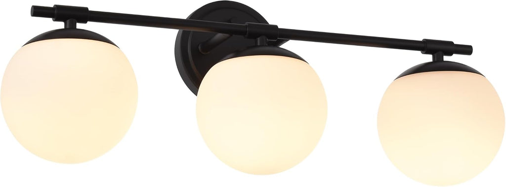 Black Bathroom Vanity Light Fixtures, 3 Light Globe Wall Sconce Lighting Over Mirror, Modern Vanity Lights for Bathroom, Mirror Cabinets Hallway Stairs, Standard E26 Base, Matte Black