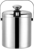 Ice and Wine Bucket,Ice Bucket,Hidden Double Wall Bar Ice Bucket Set 1.3L Stainless Steel Ice Bucket Including Lid,Tongs and Strainer,Drinks Cooler Buckets Great for Home Bar,Party,Chilling Beer,Cha
