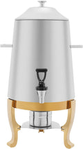 Stainless Steel Beverage Dispensers, Drink Dispenser with Fuel Holder & Base & Stainless Steel Faucet 3.4Gal Hot Beverage Dispenser, Commercial Coffee Urn for Hotels, Canteens（Gold Shelf）
