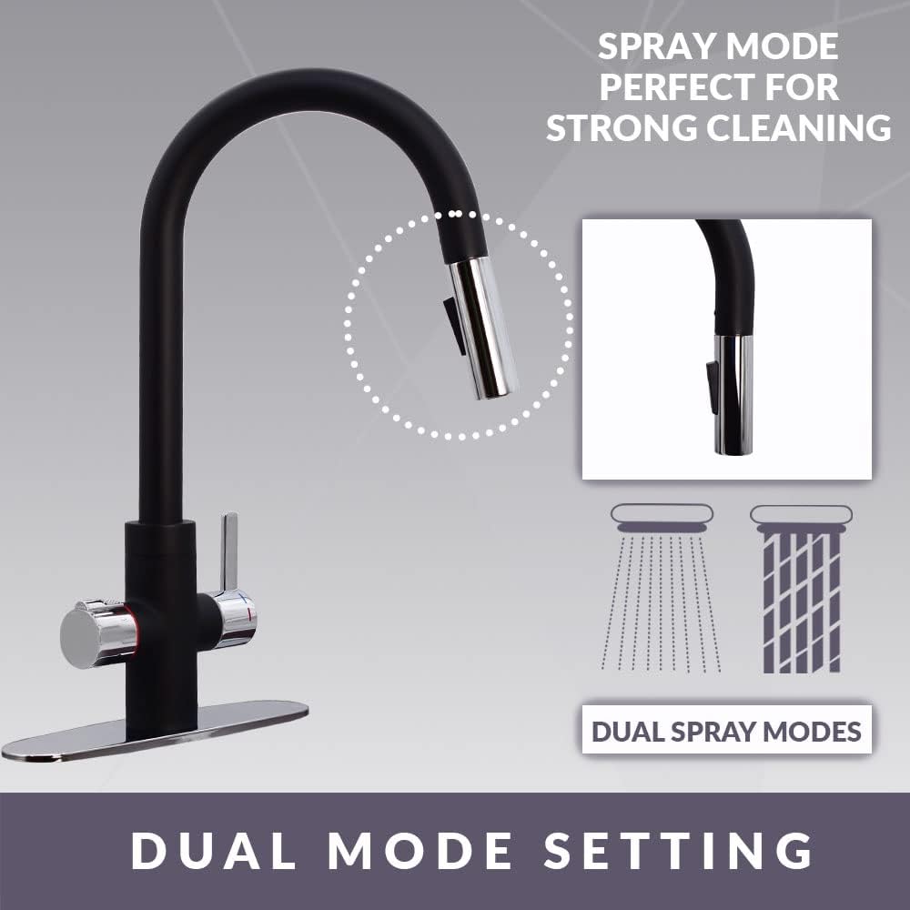 Westbrass BK236WH-12 36' Double Bowl Reversible Apron Front Solid Surface Kitchen Sink with 4 in 1 Function Faucet, Dual Water Filters, Drain Baskets and Soap Dispenser, Oil Rubbed Bronze