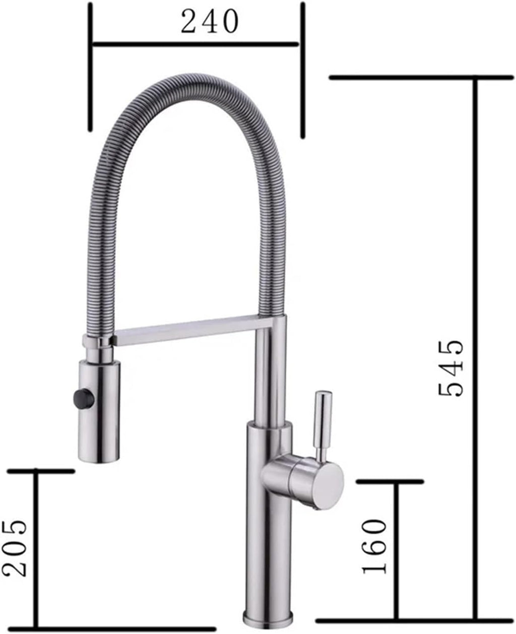 Kitchen Faucets Kitchen Sink Single Lever Pull Out Spring Spout Mixers Tap Hot Cold Water Crane(Black)