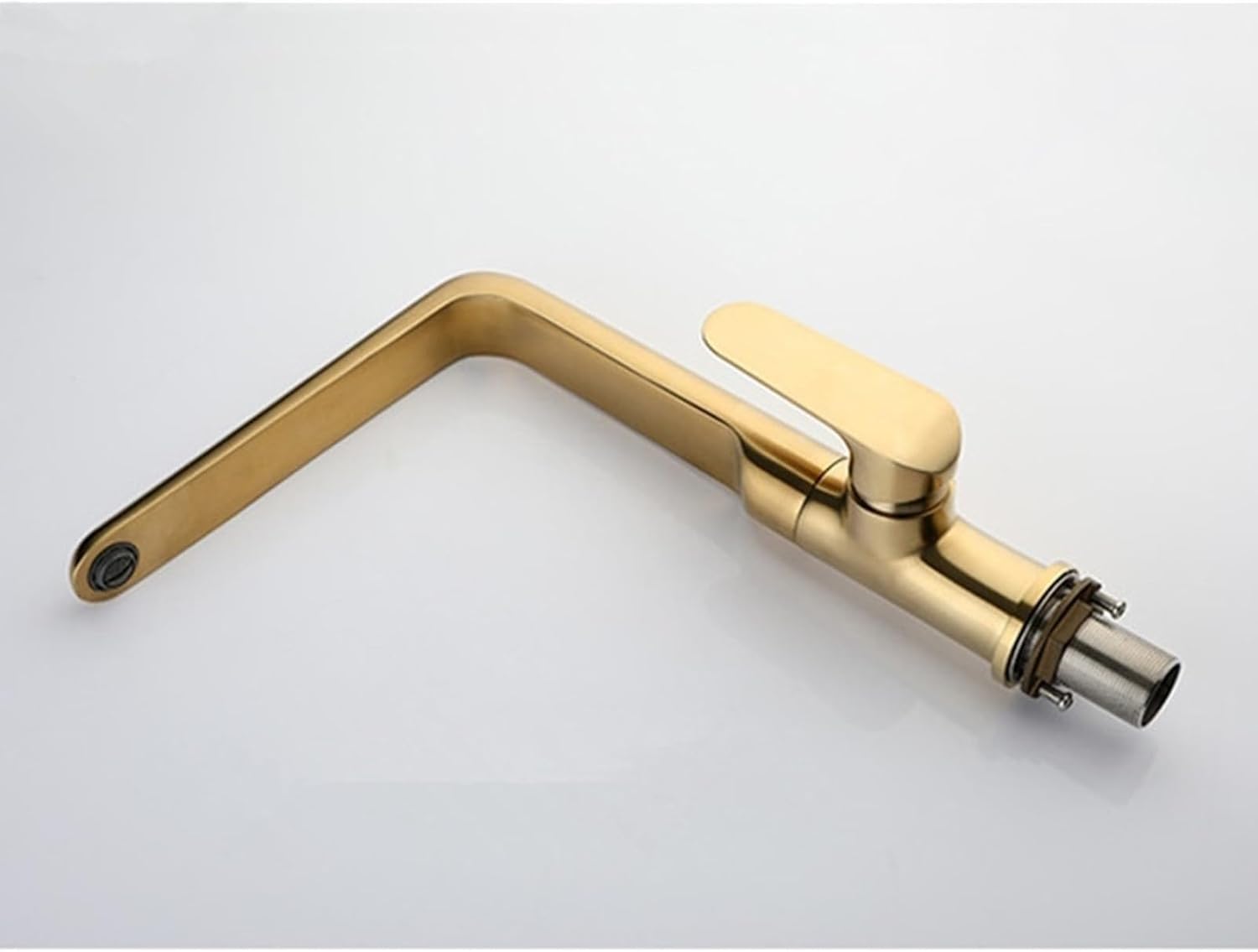 Kitchen Mixer Faucets Sink Taps Hot & Cold Brass Water Crane Single Handle Deck Mount Rotate Faucet(Brushed Gold)
