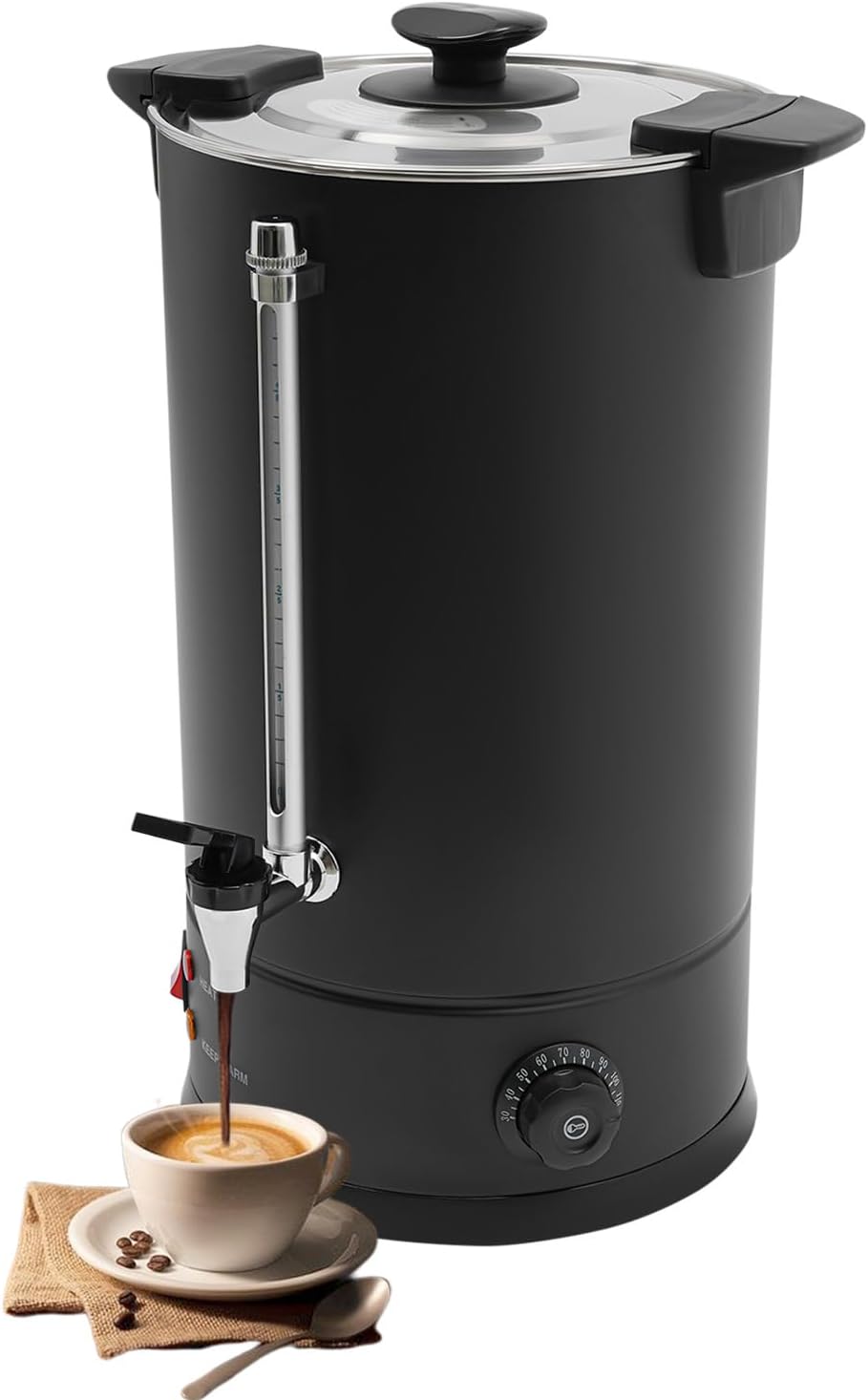 Commercial Coffee Urn, 15L/4Gal Stainless Steel Coffee Maker Brewer Hot Beverage Dispenser with Faucet, 1400W Hot Water Urn for Home Party Office, W10.4*H20.3in, Temperature Control