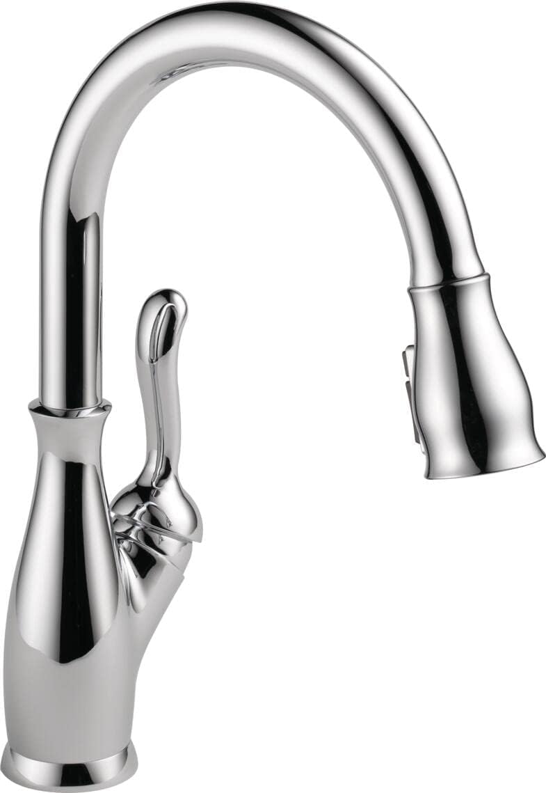 Delta Leland Chrome Kitchen Faucet with Pull Down Sprayer, Traditional Single Hole Kitchen Sink Faucet, Single Handle, Chrome 9178-DST