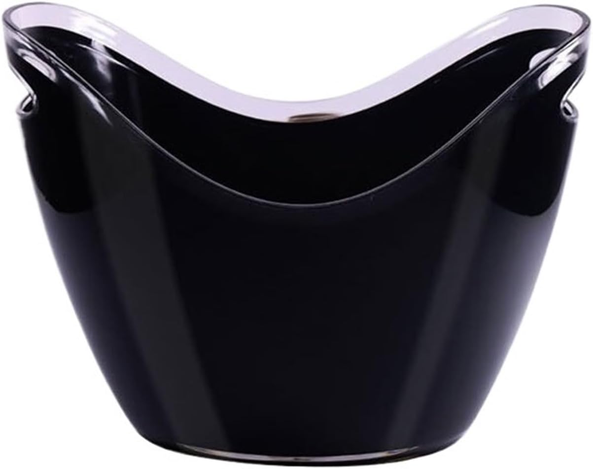 Ice Bucket 8L Acrylic Ice Bucket Tub Oval Storage Champagne Bottles for Drinks and Parties(Black)