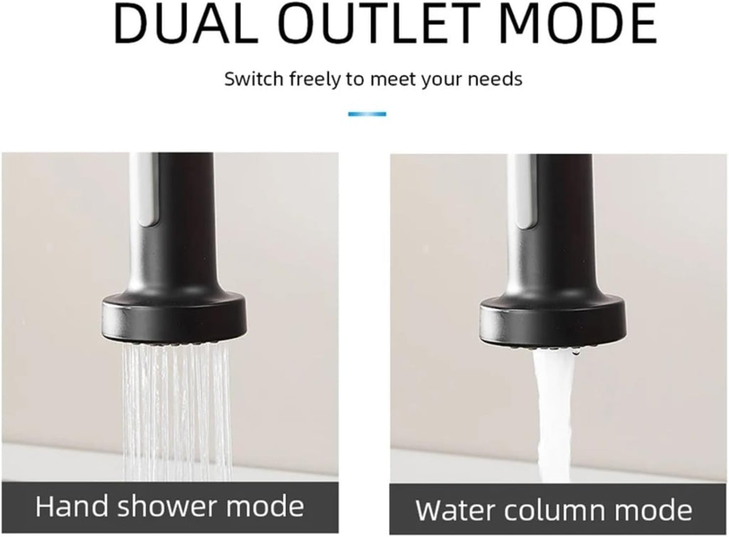 Kitchen Faucet Hot and Cold Spring Brass 360° Rotating Sink Tap Two Function Spray(Brushed Nickel)