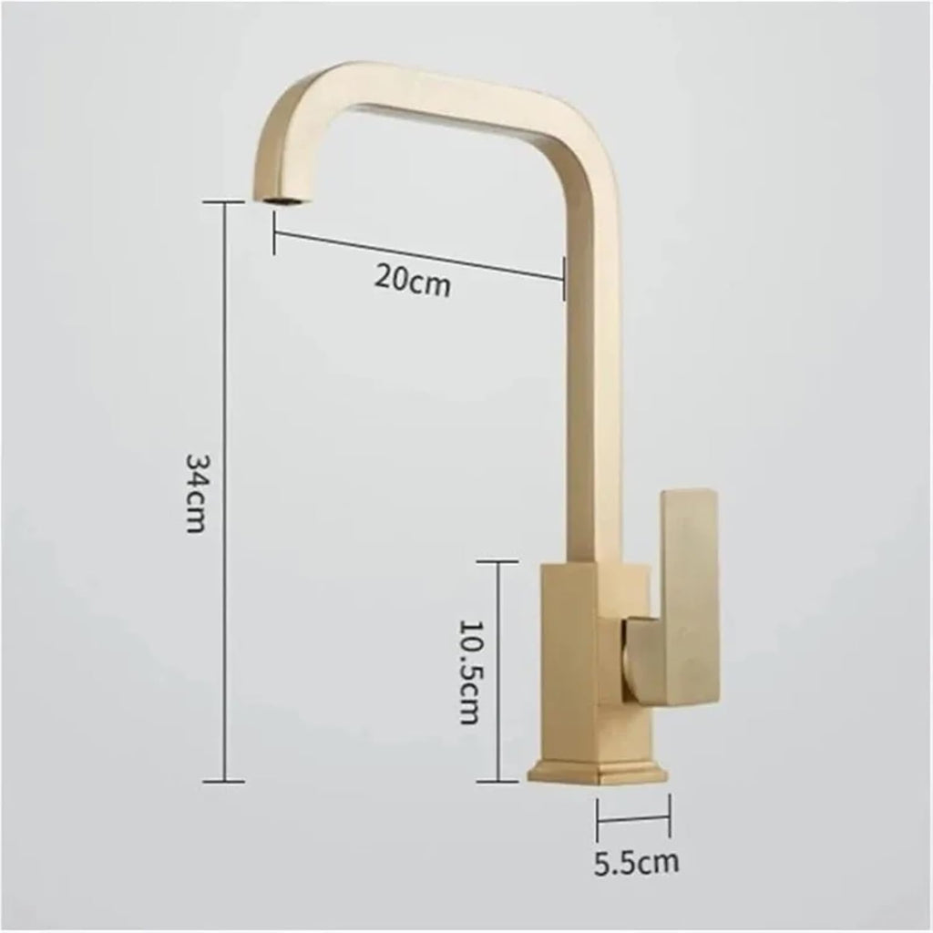 Kitchen Faucet Brass Sink Rotating Hot & Cold Grey Bathroom Faucet Sink Mixer Tap(Brushed Gold)