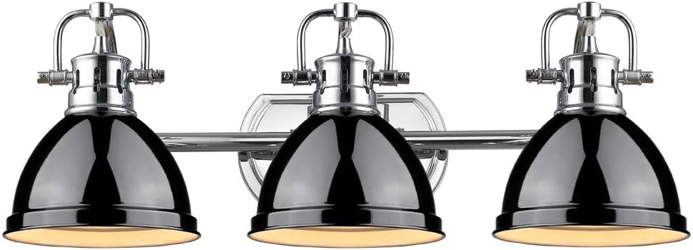 Golden Lighting 3602-BA3 CH-BK Duncan Bath Fixture, Chrome with Black Shades