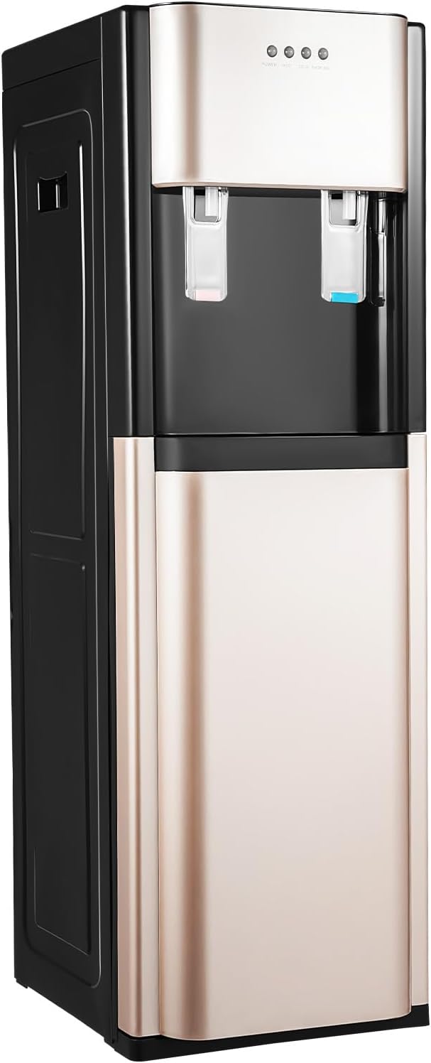 Bottom Loading Water Dispenser for 5 Gallon Bottles, Freestanding Water Cooler Hot & Cold, Stainless Steel Water Dispenser for Home & Office, Gold