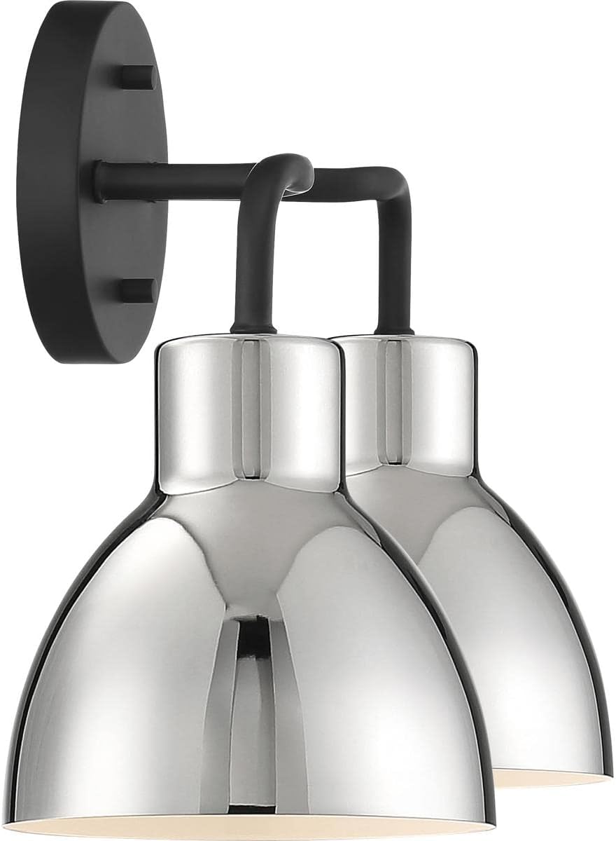 Nuvo 60/6772 Sloan 2 Light Bathroom Vanity Wall Light Fixture, Matte Black and Polished Nickel Finish