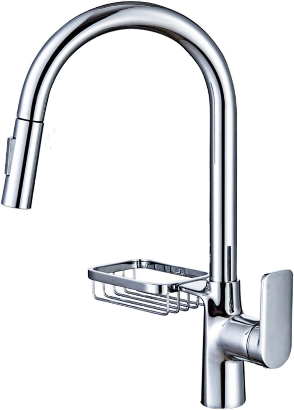 Single Handle Kitchen Faucet with Dual Function Cleaning and Basket Tap for Hot and Cold Sink(Chrome)
