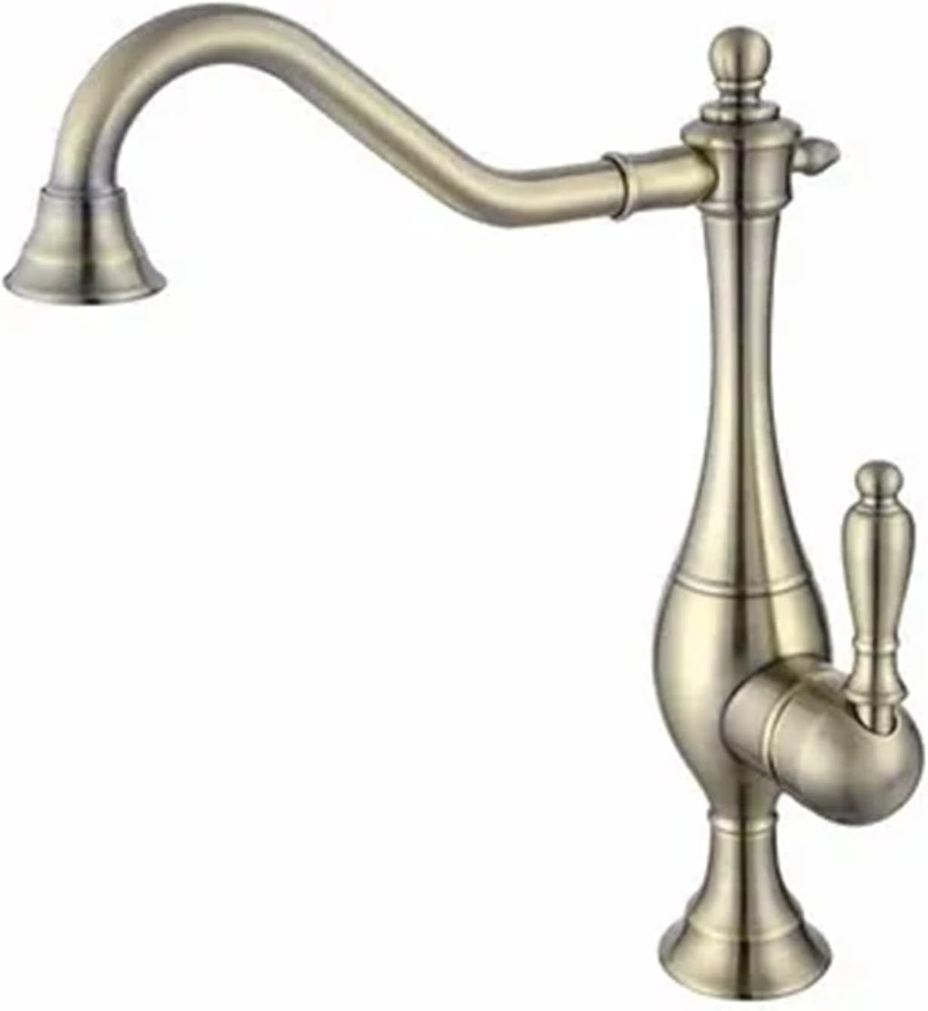 Kitchen Mixer Faucets Hot & Cold Solid Brass Sink Water Taps Single Handle Deck Mounted Crane Vessel(Nickel)