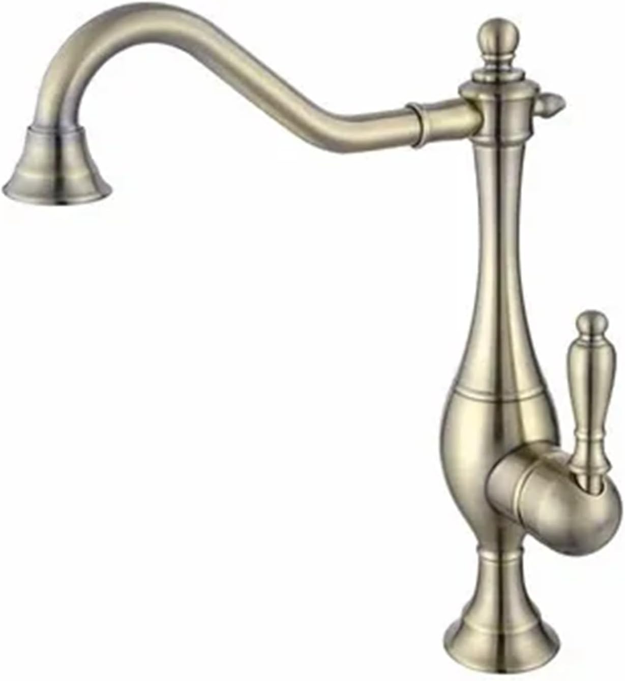 Kitchen Mixer Faucets Hot & Cold Solid Brass Sink Water Taps Single Handle Deck Mounted Crane Vessel(Nickel)