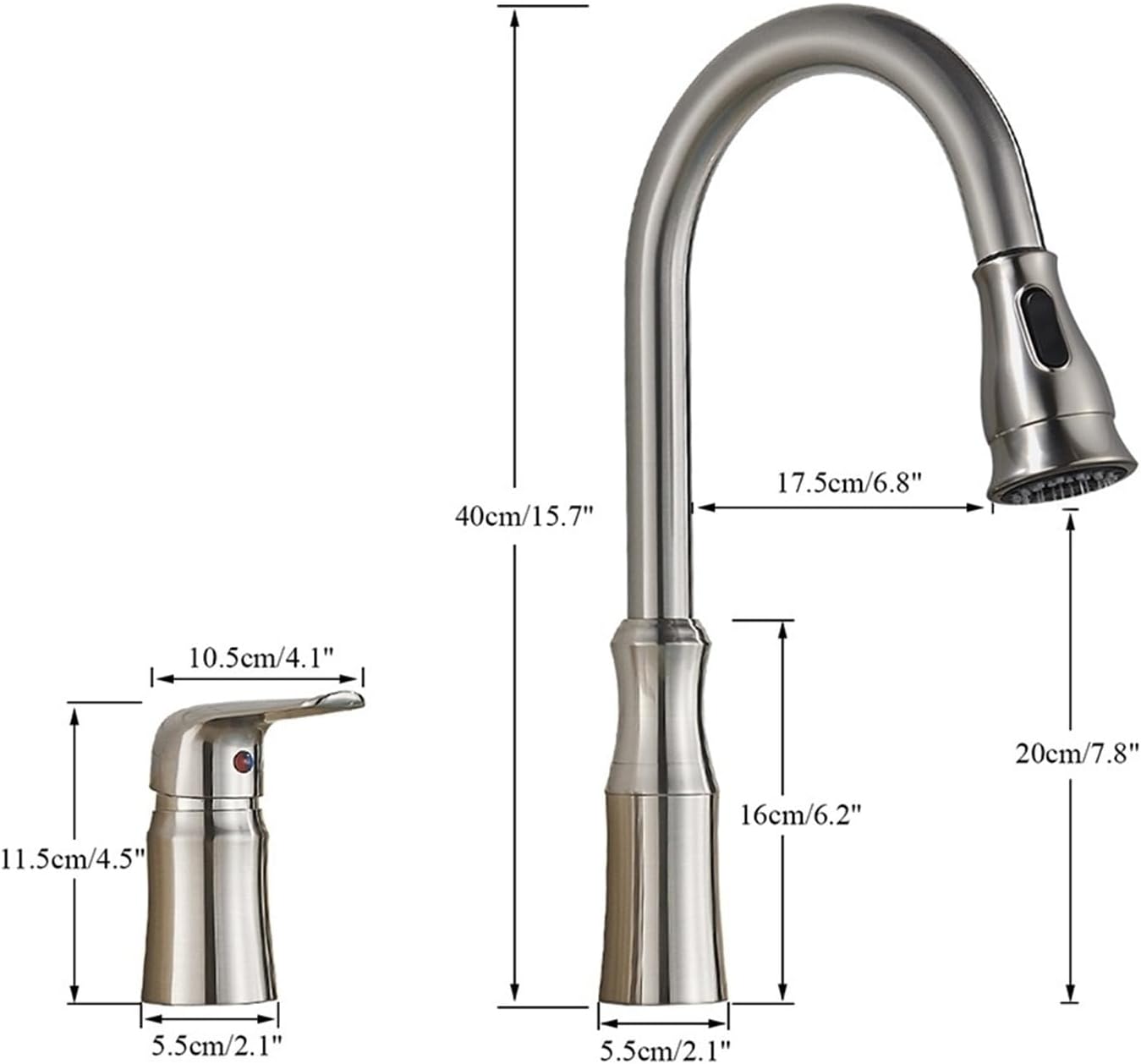Brass Kitchen Faucet Pull Out Flexible Sink Mixer Taps Hot & Cold Water Mixer Cranes Water Saving Bathroom Faucets(Brushed Nickel A)