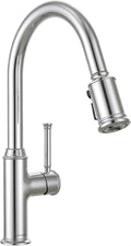 Lava Odoro Chrome Kitchen Faucet with Pull Down Sprayer, Single Hole Kitchen Sink Faucet, Single Handle Kitchen Faucet with 2-Function Sprayer, Deck Plate Included, 1.8 GPM, KF421-C