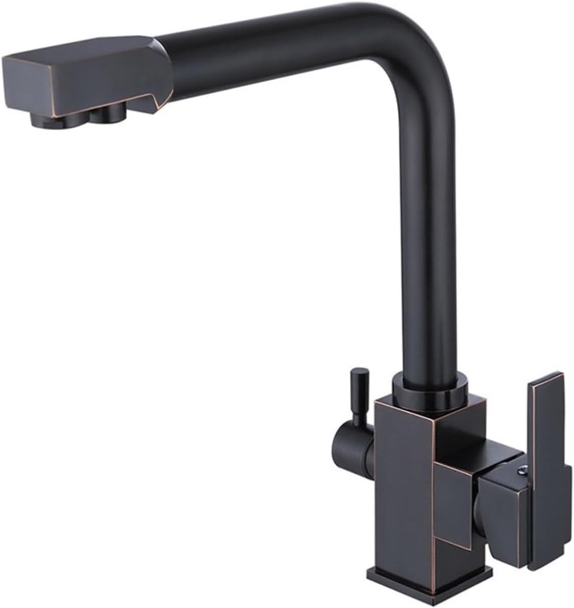 Filtered Water Faucet with Dual Outlet Kitchen Purified Water Hot and Cold Faucet Vegetable Basin Sink Tap(Black Bronze)