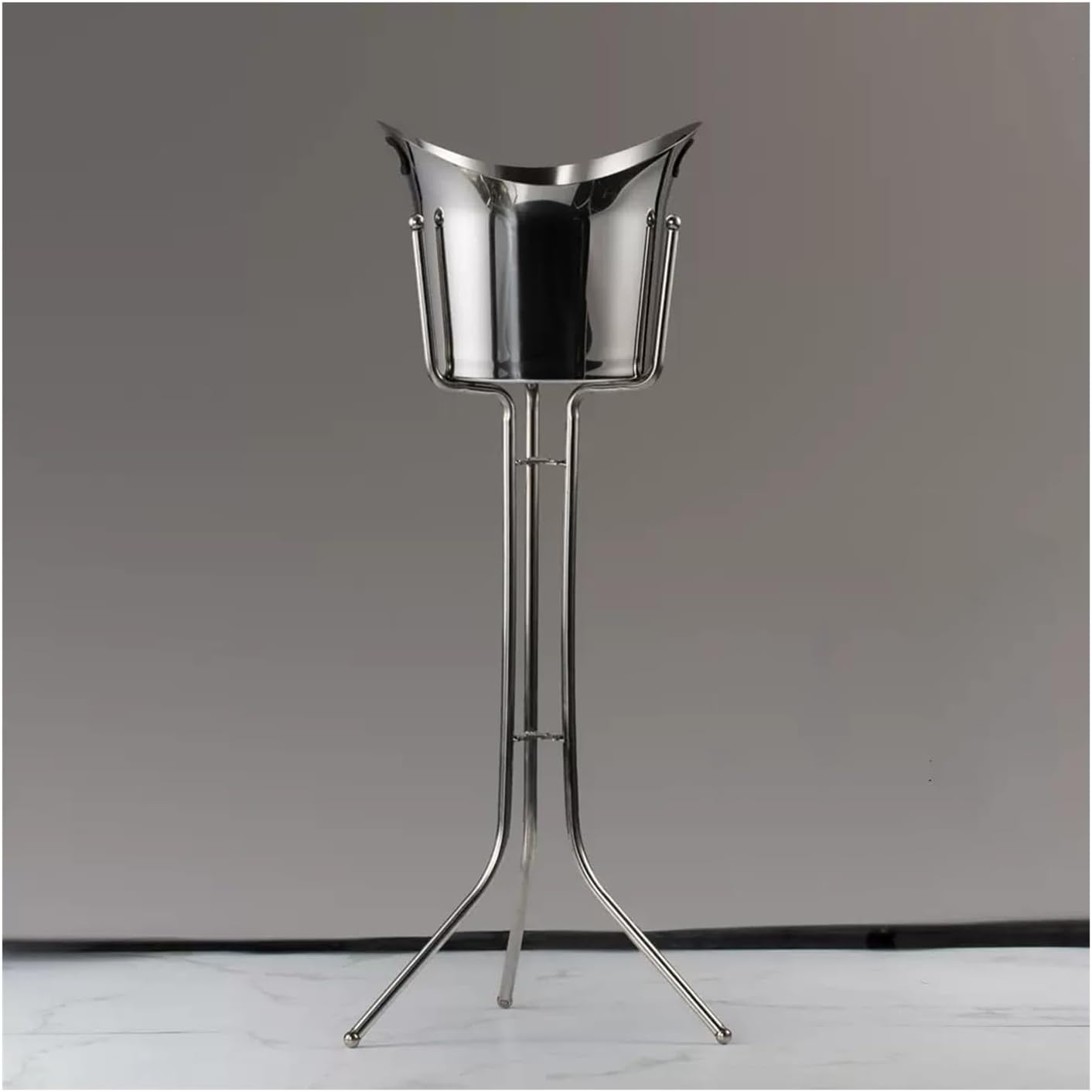 Keep Ice Frozen Longer Ice Bucket with Stand Stainless Steel Floor Wine Bar Vertical Cooler for Indoor and Outdoor for parties(Silver)