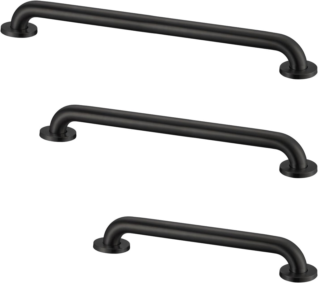 Stardrix Grab Bar Bundle for ADA Compliance, Matte Black Stainless Steel Grab Bar Set for Commercial and Residential Restrooms, 1.5' Diameter - 18', 36', 42' - Pack of 3