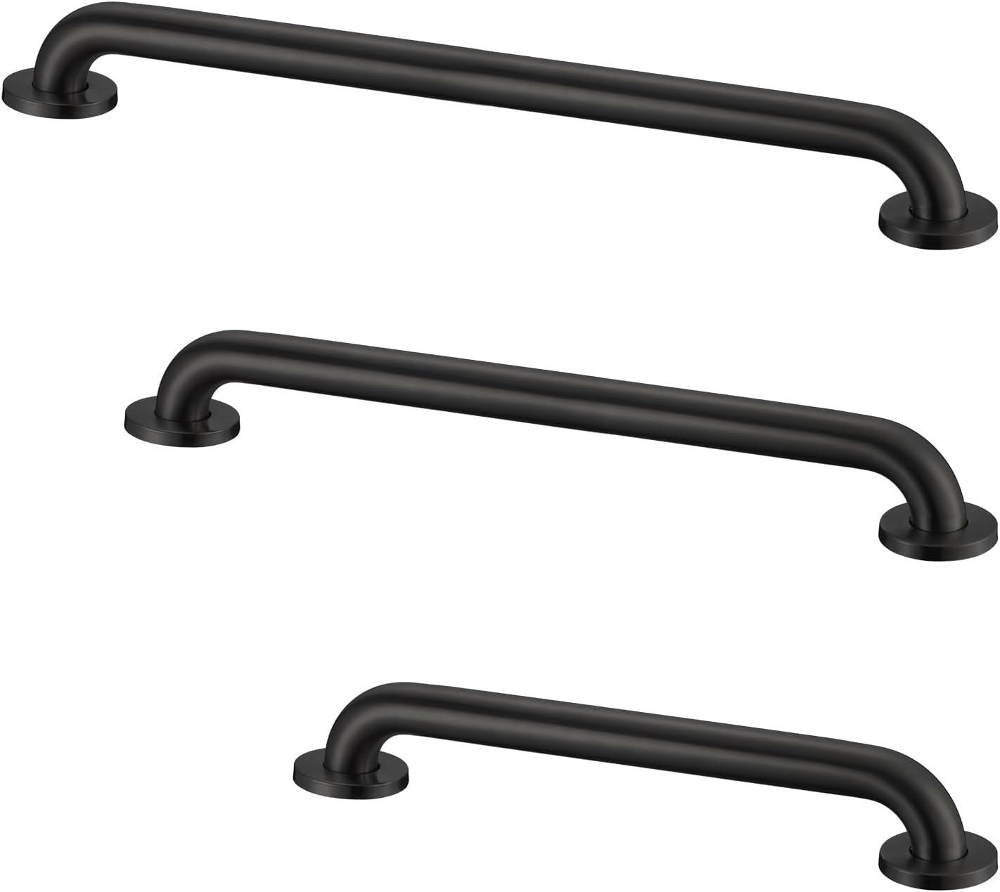 Stardrix Grab Bar Bundle for ADA Compliance, Matte Black Stainless Steel Grab Bar Set for Commercial and Residential Restrooms, 1.5' Diameter - 18', 36', 42' - Pack of 3