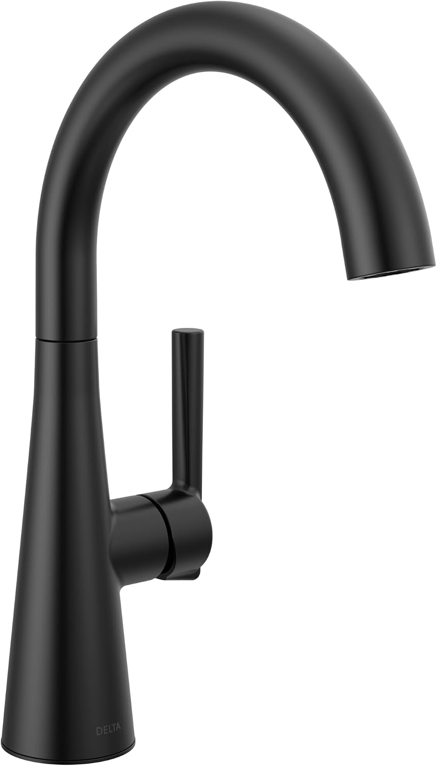 Delta Modern Matte Black Single Hole Bar Sink Faucet, Single Handle Prep Sink Faucet, Matte Black 14882LF-BL