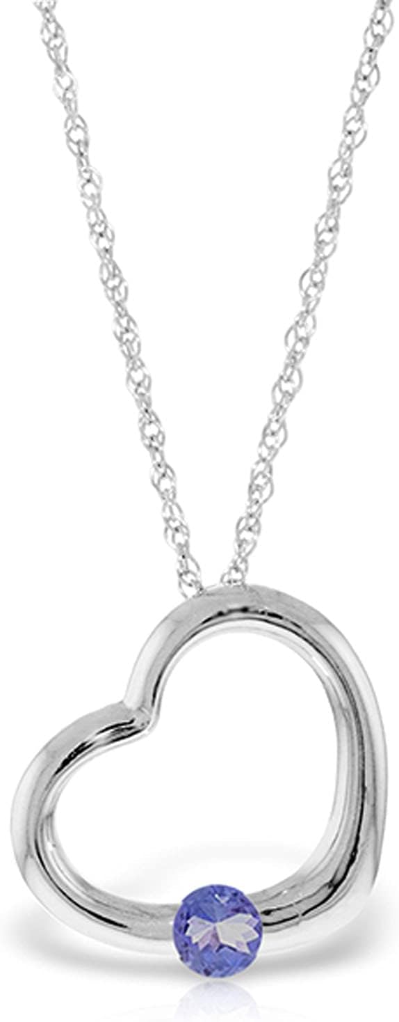 Galaxy Gold GG 14K Gold Open Heart with Genuine Tanzanite Pendant Necklace