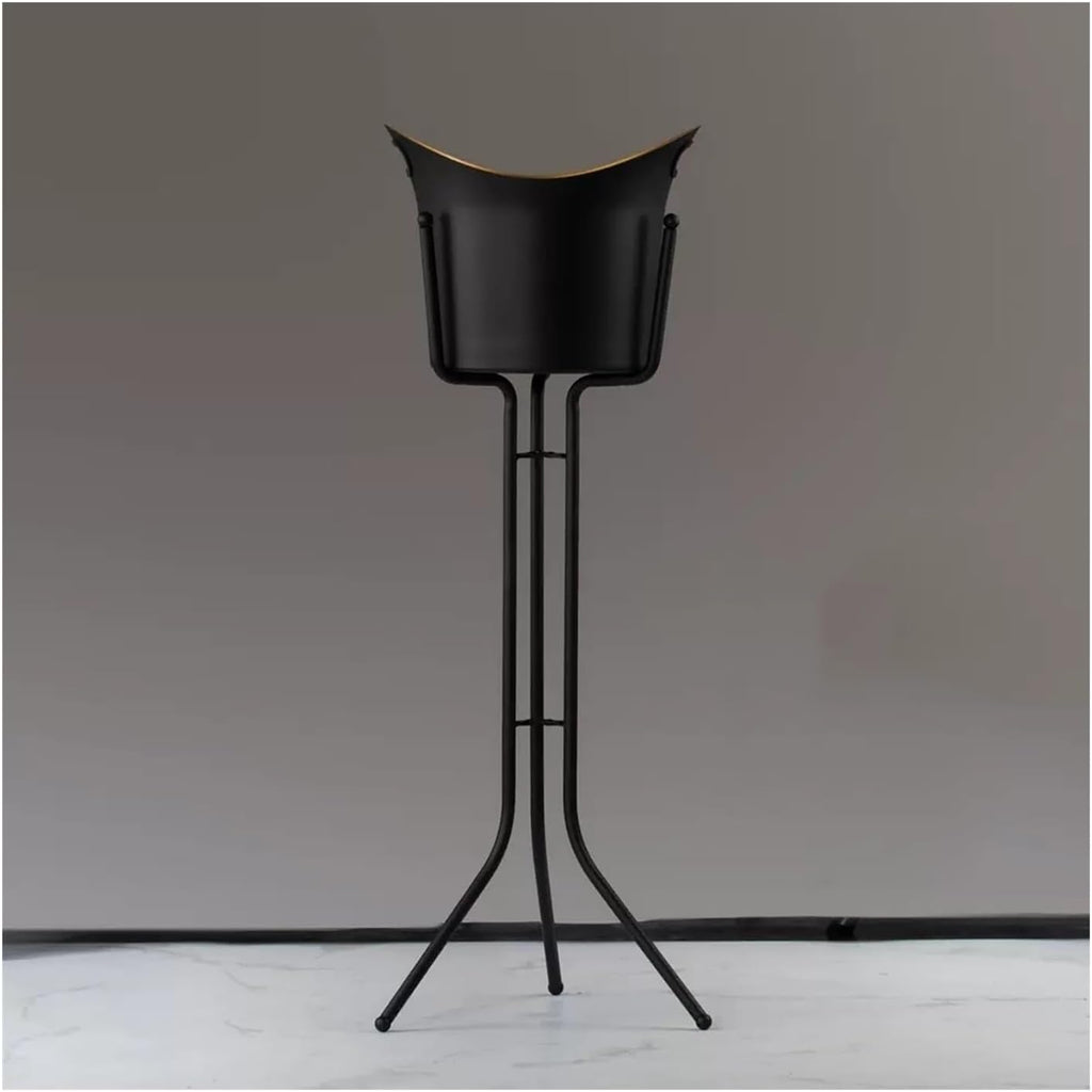Keep Ice Frozen Longer Ice Bucket with Stand Stainless Steel Floor Wine Bar Vertical Cooler for Indoor and Outdoor for parties(Black)