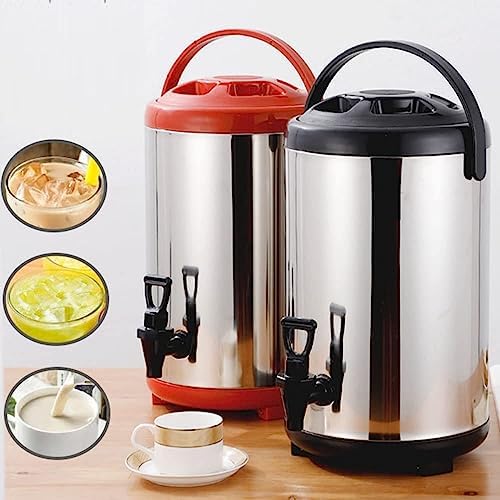 Stainless Steel Hot Water Dispenser with Faucet, Commercial Thermostat Coffee Urn 6L/8L/10L/12L, Insulated Catering Boiler for 10-12 Hours, Black