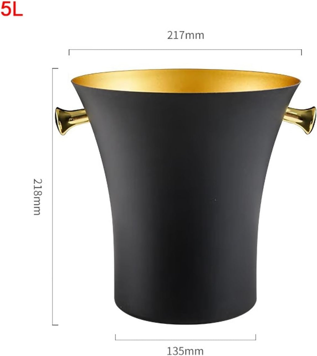 Ice Bucket Ice Bucket for Freezer 5L Ice Bucket, Stainless Steel Ice Buckets, Ideal Ice Bucket for Beer, Champagne and Wine, Ice Cube Tray for Parties and Picnics (Black) Ice Buckets Party Cooler Drin