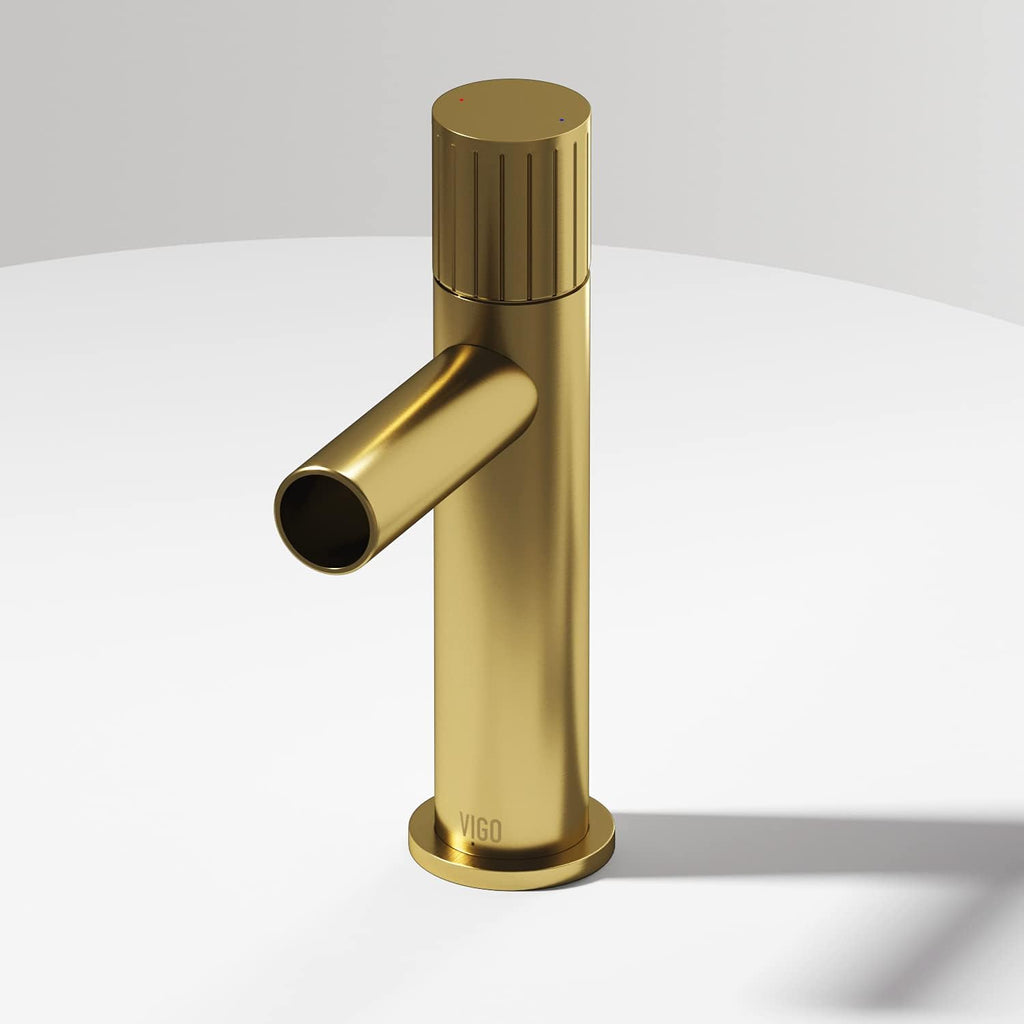 VIGO Ashford Single-Handle Single-Hole Mount Bathroom Sink Faucet, 8-Inch, Matte Brushed Gold, Modern Design, Solid Brass, 1.2 GPM WaterSense & Ceramic Disc Valve, Corrosion-Resistant