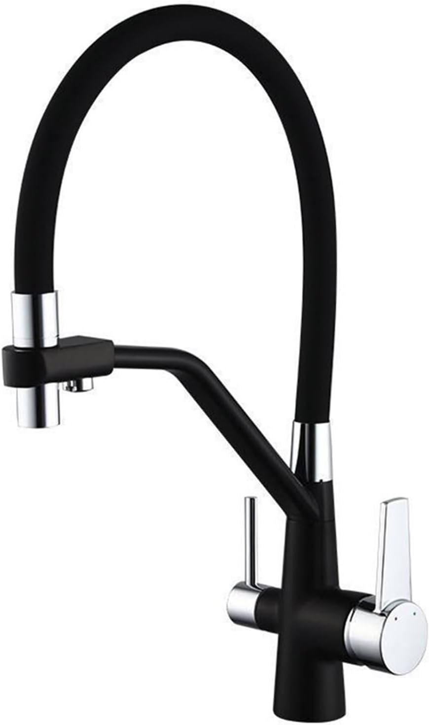 Filter Kitchen Faucet 360 ° Rotation Purification Kitchen Tap Household Sink Washing Faucet(Black Chrome)