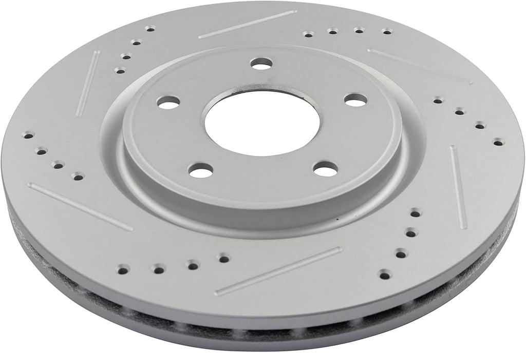 TRQ Performance Front Brake Pad and Rotor Set Ceramic Coated Drilled Compatible with 12-16 Chrysler Town & Country 12-20 Dodge Grand Caravan Journey 12-13 Volkswagen Routan 17-22 Pacifica Voyager
