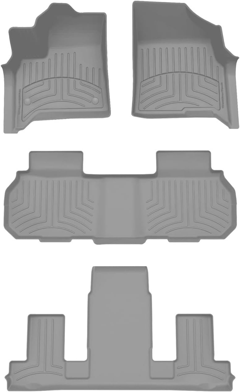 WeatherTech FloorLiner HP Custom Fit Floor Mats for GMC Acadia, Enclave, Traverse - Full Set (461881-1-3-4IM), Grey