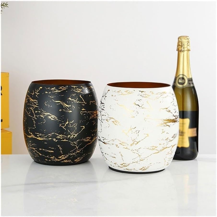 Ice Bucket, Large Capacity Red Wine Ice Wine Bucket Decorative Fashion Ice Cube Bucket Creative Stainless Steel Ice Bucket Champagne Bucket Ice Buckets for Parties(Black)