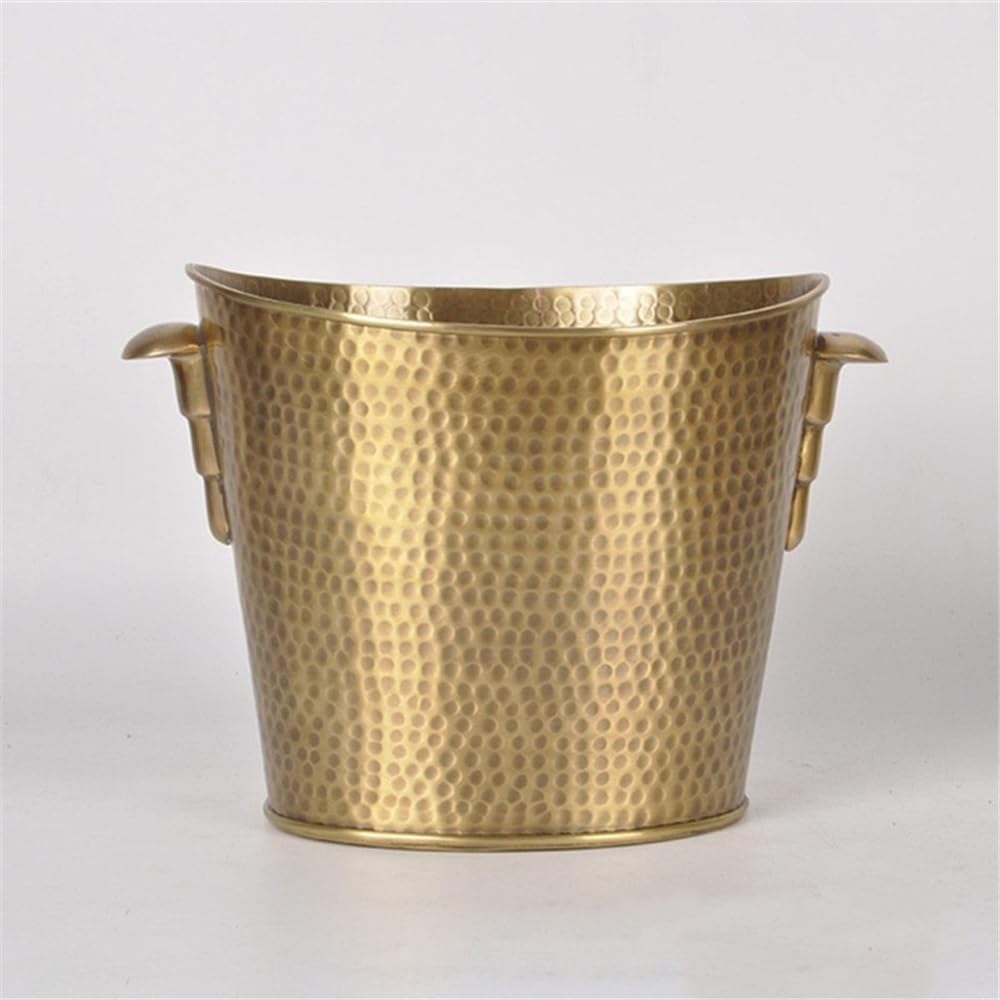Home Exquisite Brass Handmade Hammered Ice Bucket Champagne Red Wine Bar Set Living Room Decorative Ornaments Bar