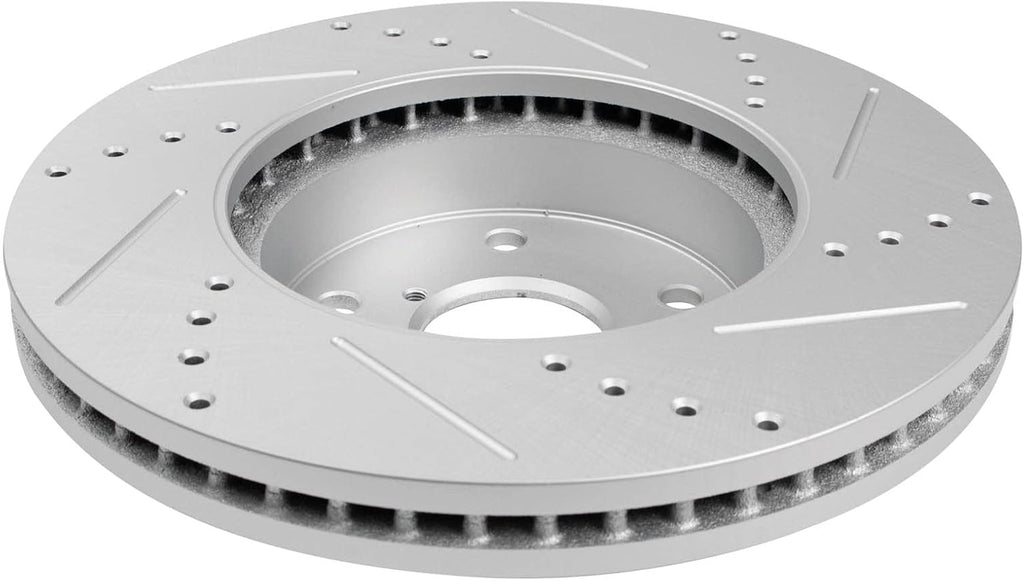 TRQ Performance Front Brake Pad and Rotor Set Ceramic G Coated Slotted Drilled Rotors Compatible with 2016-2019 Subaru Legacy