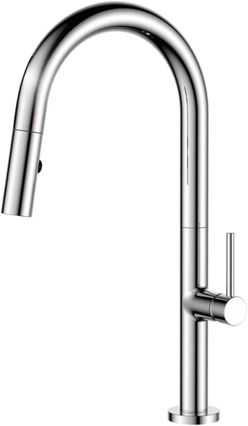Modern Kitchen Faucet Pull Out 2 Mode Outlet Water Spray Deck Mounted Hot and Cold Water Sink Mixer Tap(Chrome)