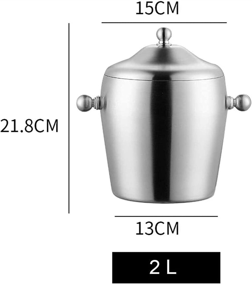 Ice Bucket,Ice Bucket,Stainless Steel Insulated Double Wall Bar Set Included Lid Great for Home Bar Chilling Beer Champagne and Wine 2L