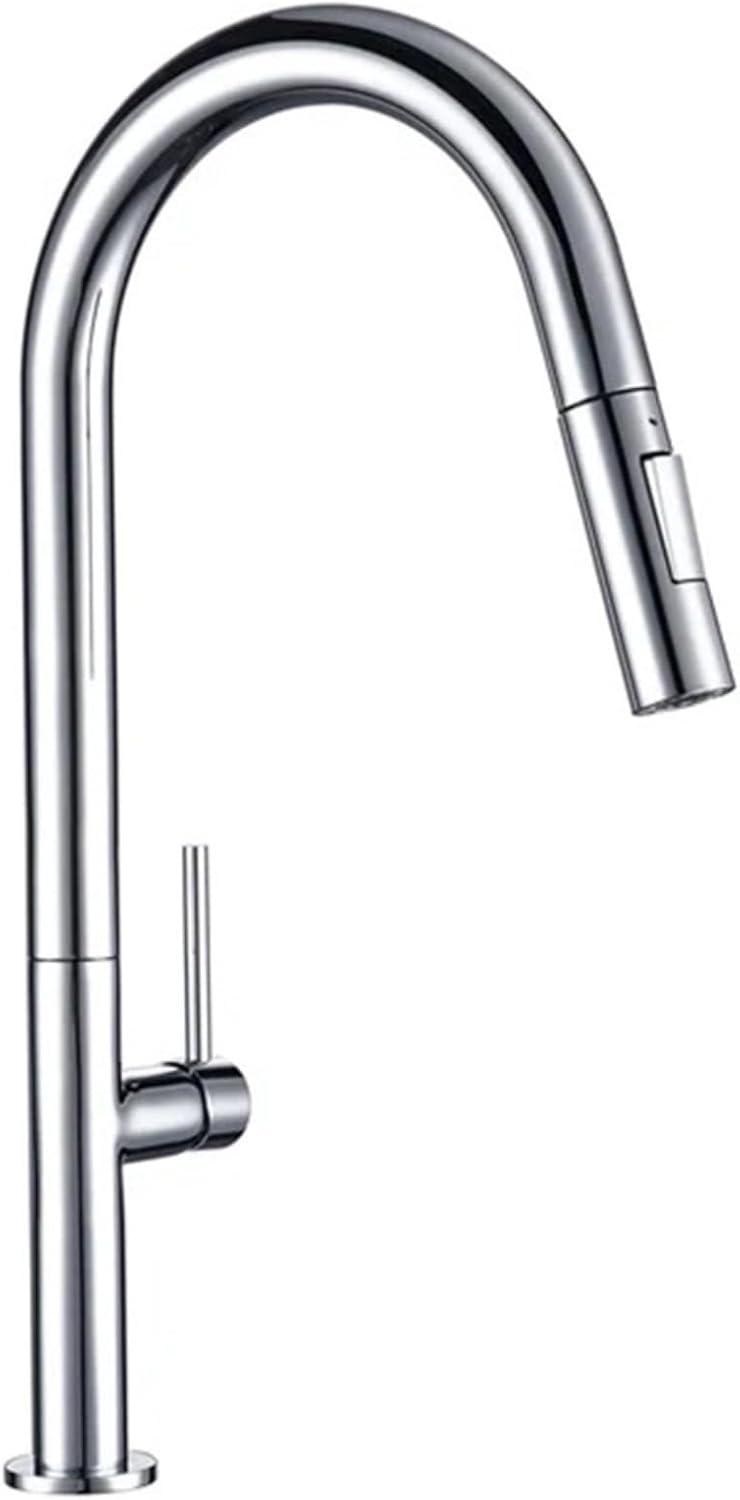 Brass 360 Oegree Rotation Kitchen Hot and Cold Water Sink Taps Pull Out Spout(Chrome)